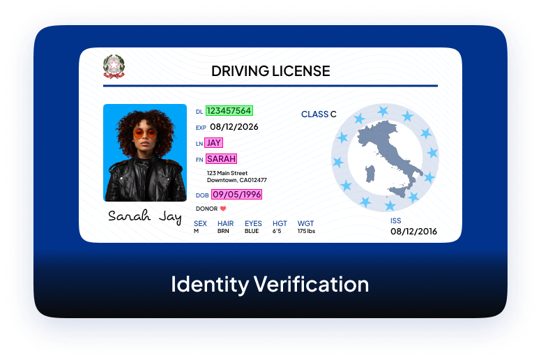 Object detection on driving license